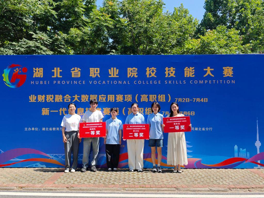 我校经济管理学院获奖师生合影。